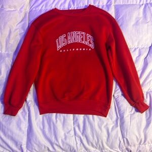 Red Los Angeles California crew neck.